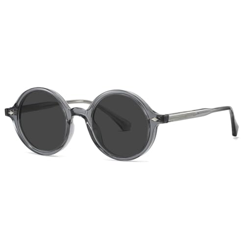 TOIPASTN Modische runde TR90-Sonnenbrille mit großem Rahmen für Damen und Herren im Retro-Stil (grau) von TOIPASTN