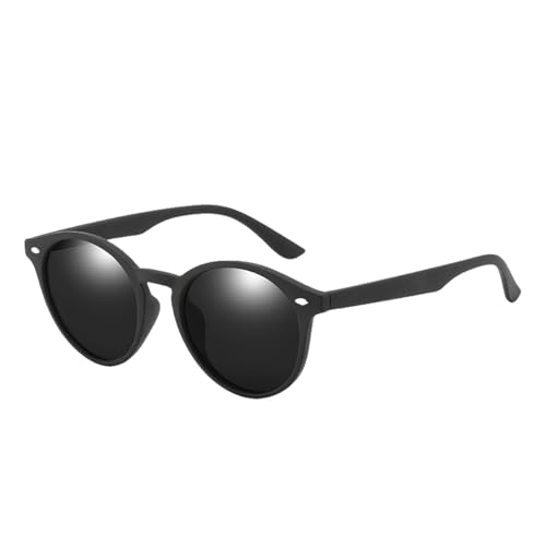 TOIPASTN Modische runde polarisierte Sonnenbrille für Herren und Damen, Vintage, UV400 (01 Schwarz) von TOIPASTN