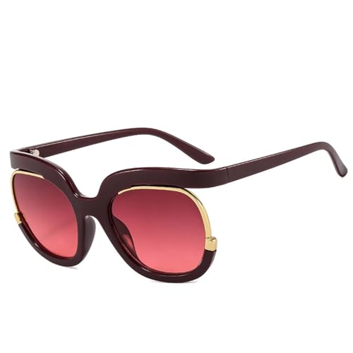 TOIPASTN Modische runde übergroße Sonnenbrille für Damen und Herren, Retro, UV400, Braun/Rot, Einheitsgröße TOIPASTN Modische runde übergroße Sonnenbrille für Damen und Herren, Retro, UV400, Braun/Rot, Einheitsgröße von TOIPASTN