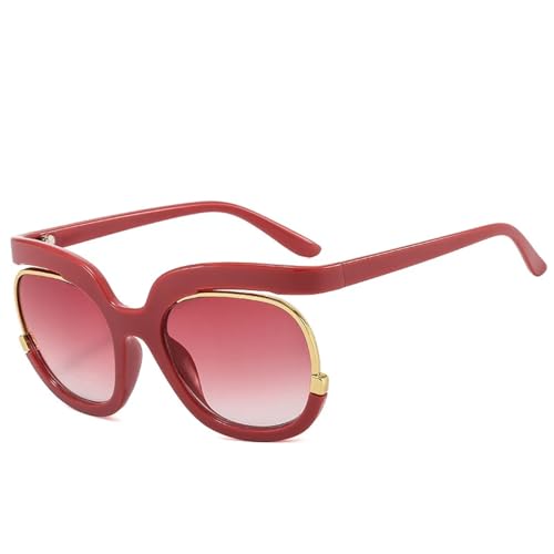 TOIPASTN Modische runde übergroße Sonnenbrille für Damen und Herren, Retro, UV400, schwarz / rot, Einheitsgröße TOIPASTN Modische runde übergroße Sonnenbrille für Damen und Herren, Retro, UV400, schwarz / rot, Einheitsgröße von TOIPASTN