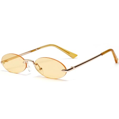 TOIPASTN Ovale Retro-Sonnenbrille mit kleinem Rahmen, Damen und Herren, modisch, UV400 (Gelb Gelb) von TOIPASTN
