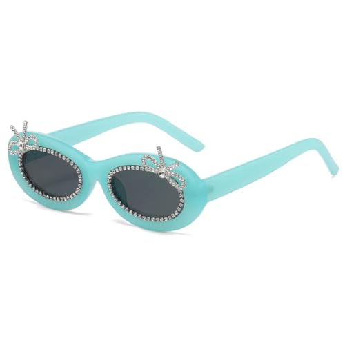 TOIPASTN Ovale Sonnenbrille Damen Luxusmode Punk Cat Eye UV400 (Blau-Schwarz) von TOIPASTN