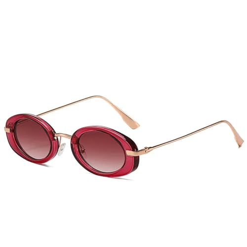 TOIPASTN Ovale Sonnenbrille aus Metall im Punk-Stil, modisch, für Damen und Herren, Luxus-UV400-Schutz (rot/rot) von TOIPASTN