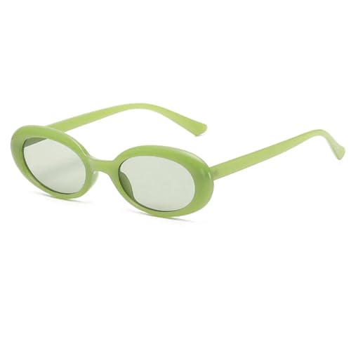 TOIPASTN Ovale Sonnenbrille im Retro-Stil, kleiner Rahmen, für Damen und Herren, UV400, modisch (geleegrün) von TOIPASTN