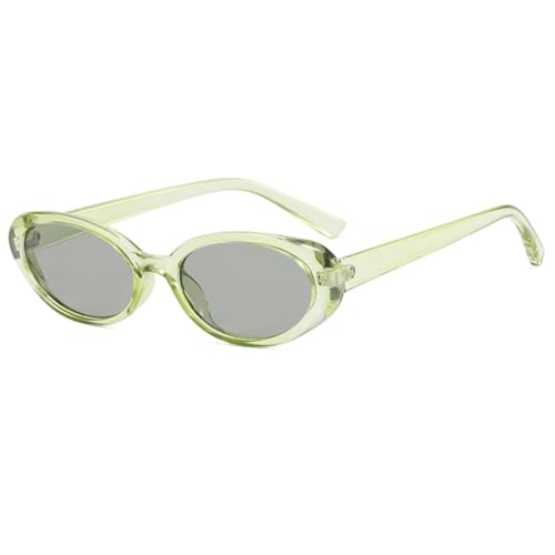 TOIPASTN Ovale Sonnenbrille mit kleinem Rahmen, Damen und Herren, modische Sonnenbrille, UV400 (Grün-Hellgrau) von TOIPASTN