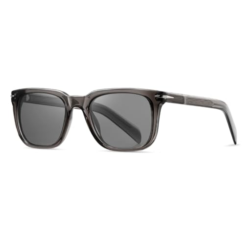 TOIPASTN Polarisierte Sonnenbrille Damen UV400 Herren Retro Acetat Blendschutz (Hellgrau) von TOIPASTN