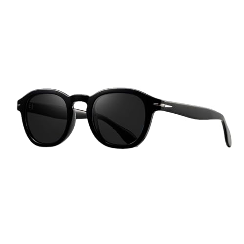 TOIPASTN Polarisierte Sonnenbrille Herren Damen Luxusrahmen Vintage Acetat UV400 (Schwarz Grau) von TOIPASTN