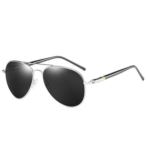TOIPASTN Polarisierte Sonnenbrille Herren Damen Metallrahmen Brille Mode UV400 (03 Silber - Schwarz) von TOIPASTN