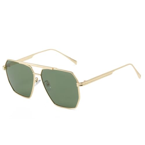 TOIPASTN Polarisierte Sonnenbrille UV-Schutz Damen Herren Metall (GOLD-ARMEEGRÜN) von TOIPASTN
