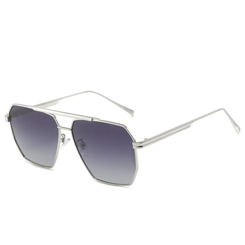 TOIPASTN Polarisierte Sonnenbrille UV-Schutz Damen Herren Metall (SILBERGRAU) von TOIPASTN
