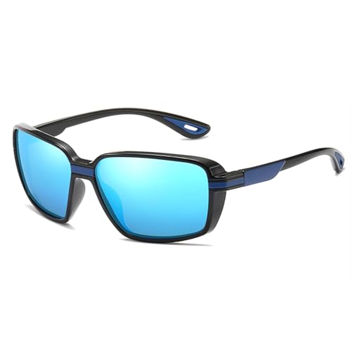 TOIPASTN Polarisierte Sonnenbrille für Herren, quadratisch, UV400, Schwarz/Blau TOIPASTN Polarisierte Sonnenbrille für Herren, quadratisch, UV400, Schwarz/Blau von TOIPASTN