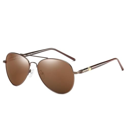 TOIPASTN Polarisierte Sonnenbrille für Herren und Damen, Metallrahmen, modisch, UV400 (04 Braun – Braun) von TOIPASTN