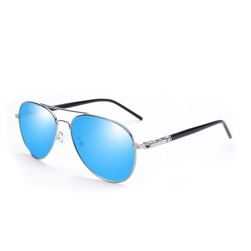 TOIPASTN Polarisierte Sonnenbrille für Herren und Damen, Metallrahmen, modisch, UV400 (05 Ice Blue Mirror) von TOIPASTN