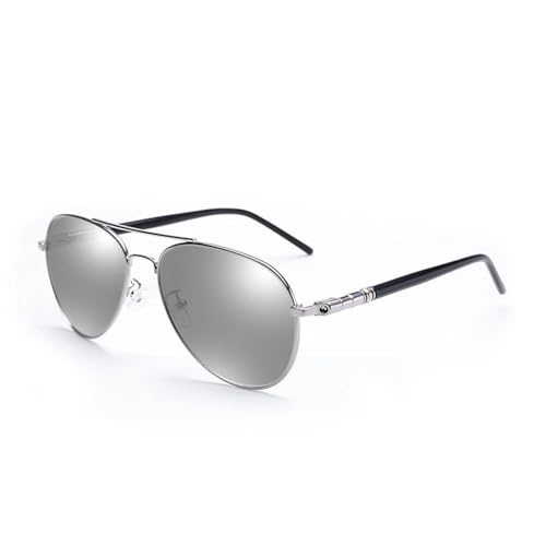 TOIPASTN Polarisierte Sonnenbrille für Herren und Damen, Metallrahmen, modisch, UV400 (06 Silberspiegel) von TOIPASTN