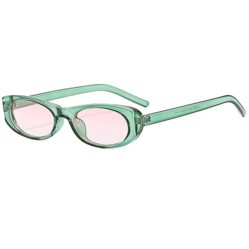 TOIPASTN Punk Kleine Ovale Sonnenbrille Damen Herren Luxus Fashion Shades UV400 (Grün-Pink) von TOIPASTN