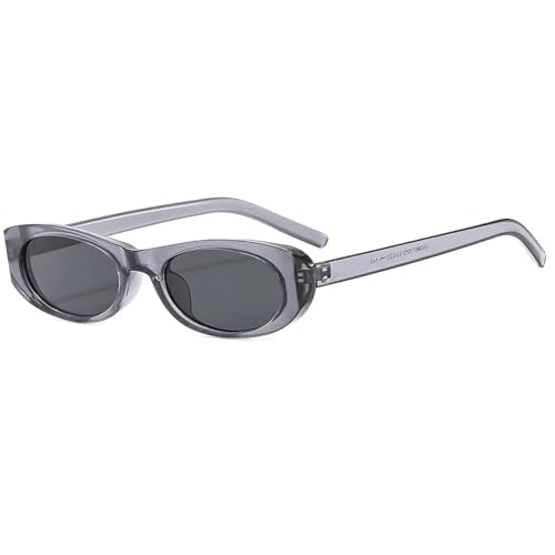 TOIPASTN Punk-Sonnenbrille, klein, oval, für Damen und Herren, luxuriös, modische Farbtöne, UV400 (transparentgrau-schwarz) von TOIPASTN