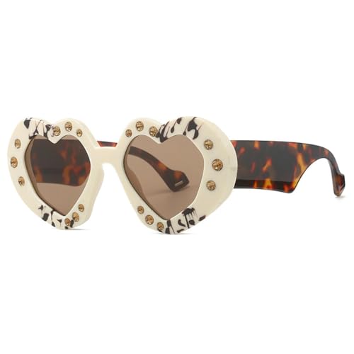 TOIPASTN Punk-Sonnenbrille für Damen, Luxus-Sonnenbrille (C9DemiBrown) von TOIPASTN