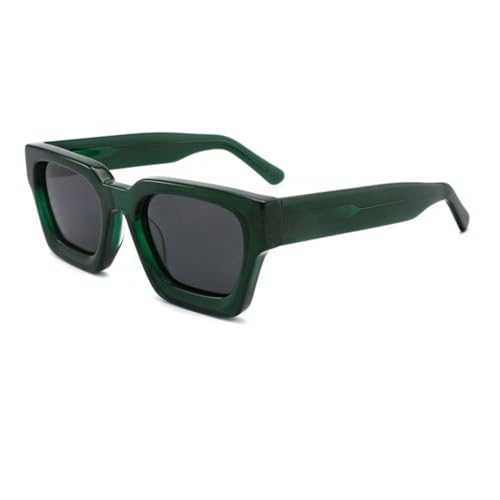 TOIPASTN Retro Acetat Sonnenbrille Herren Polarisierte Sonnenbrille Damen Punk UV400 (C17 Schwarz-Grün) von TOIPASTN