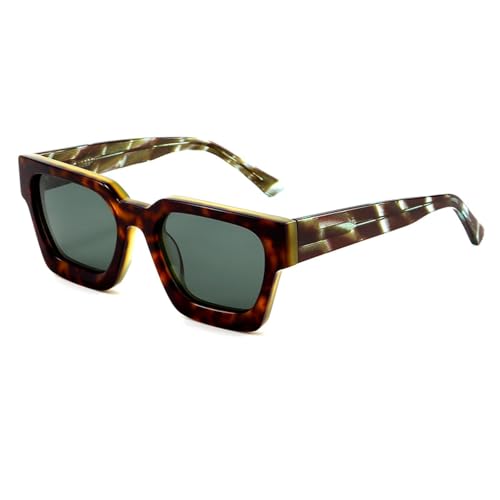 TOIPASTN Retro Acetat Sonnenbrille Herren Polarisierte Sonnenbrille Damen Punk UV400 (C25 Multi) von TOIPASTN