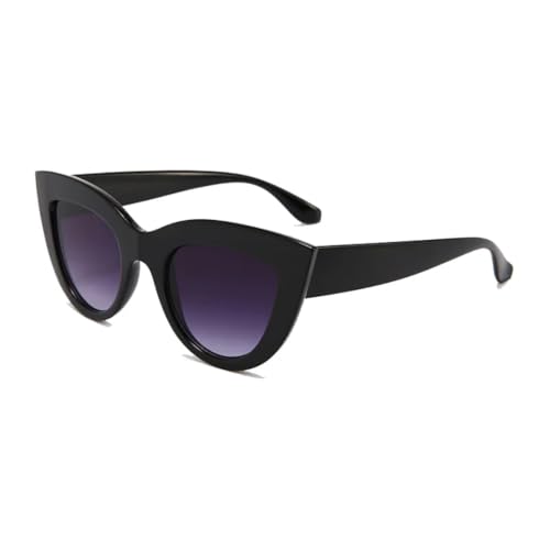 TOIPASTN Retro Cat Eye Sonnenbrille Damen UV400 Metall Mode Gradient Mirror (Glänzend Schwarz Grau) von TOIPASTN