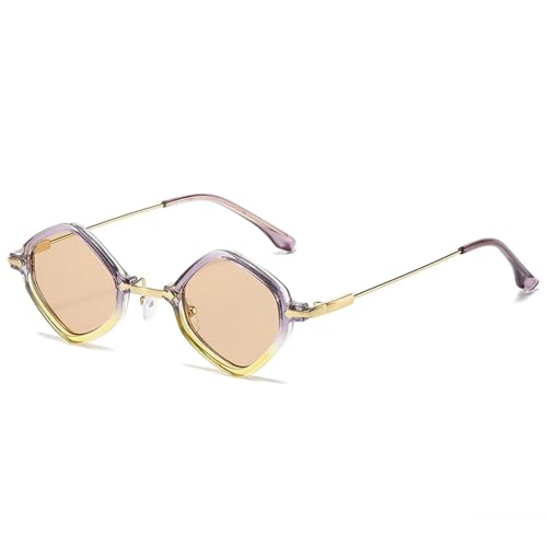TOIPASTN Retro Damen Sonnenbrille Mode Klare Verlaufsgläser UV400 Herren Punk (Lila Champagner) von TOIPASTN