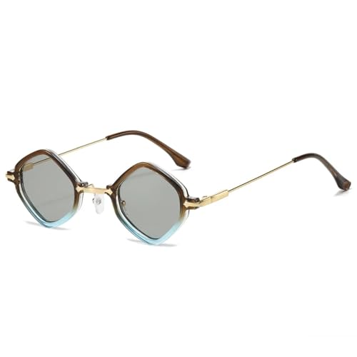 TOIPASTN Retro Damen Sonnenbrille Mode Klare Verlaufsgläser UV400 Herren Punk (Teeblau Hellgrau) von TOIPASTN