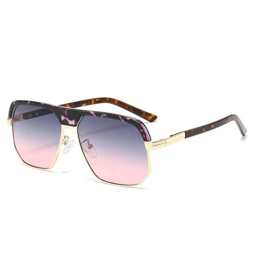 TOIPASTN Retro Herren Sonnenbrille Fashion Leopard Gradient UV400 Damen (Muster grau rosa) von TOIPASTN