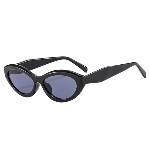 TOIPASTN Retro Kleine Cat Eye Damen Sonnenbrille Mode Oval UV400 (Schwarz Grau) von TOIPASTN