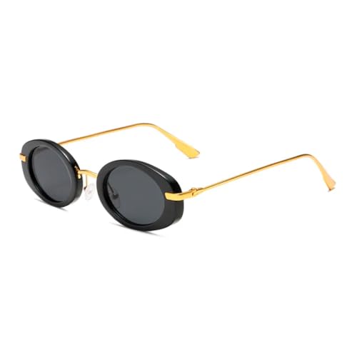 TOIPASTN Retro Metall Runde Sonnenbrille Damen Anti UV Sonnenbrille (schwarz grau gold) von TOIPASTN
