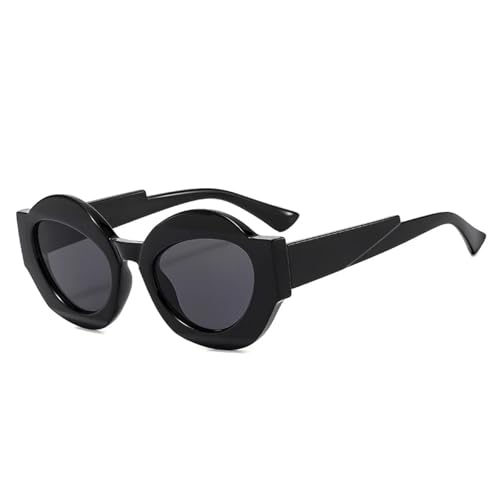 TOIPASTN Retro Ovale Sonnenbrille Damen Mode Gradient UV400 Herren Punk (Schwarz Grau) von TOIPASTN