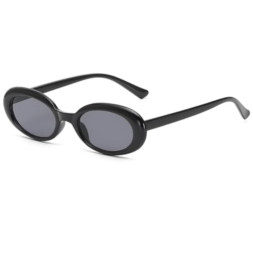 TOIPASTN Retro Ovale Sonnenbrille Kleiner Rahmen Damen Herren UV400 Mode (schwarz grau) von TOIPASTN