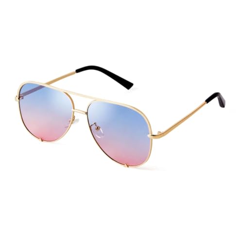 TOIPASTN Retro Oversized Sonnenbrille Damen Metall Herren UV400(C8) von TOIPASTN