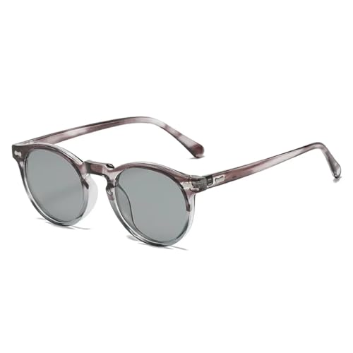 TOIPASTN Retro Polarisierte Sonnenbrille Herren Damen Mode Kleine Runde Sonnenbrille (C12-Grau Streifen Grau) von TOIPASTN