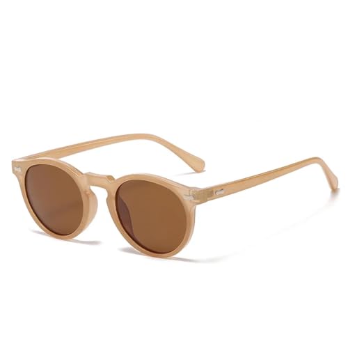 TOIPASTN Retro Polarisierte Sonnenbrille Herren Damen Mode Kleine Runde Sonnenbrille (C2-Braun Braun) von TOIPASTN