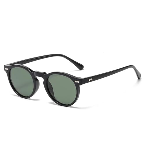 TOIPASTN Retro Polarisierte Sonnenbrille Herren Damen Mode Kleine Runde Sonnenbrille (C7-Schwarz Grün) von TOIPASTN