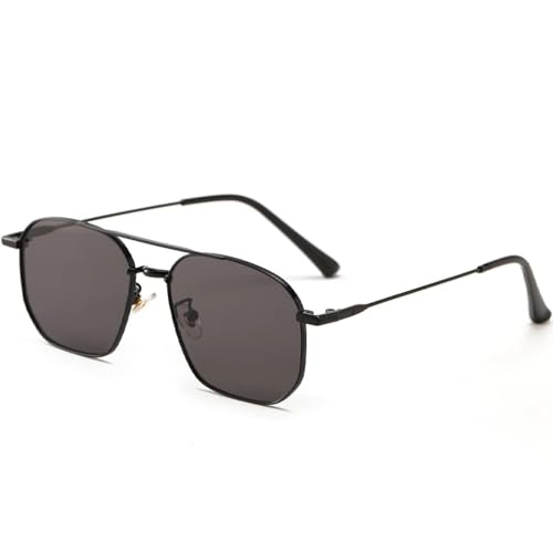 TOIPASTN Retro Sonnenbrille Damen Herren UV400 Metallrahmen (Schwarz Grau) von TOIPASTN