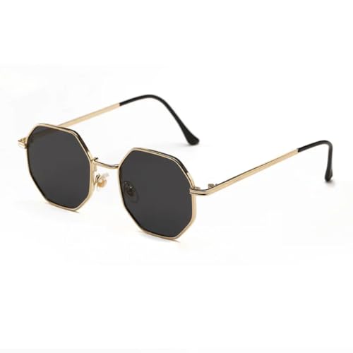 TOIPASTN Retro-Sonnenbrille mit Metallrahmen, modisch, UV400 (Goldgrau) von TOIPASTN