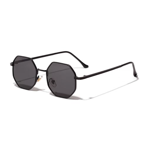 TOIPASTN Retro-Sonnenbrille mit Metallrahmen, modisch, UV400 (schwarz/grau) von TOIPASTN