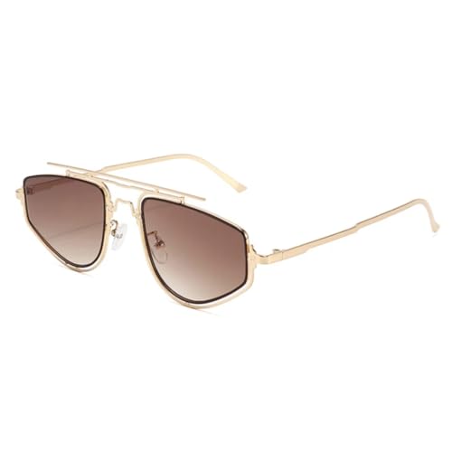 TOIPASTN Retro Steampunk Sonnenbrille Herren Damen Mode Metallrahmen UV400 (Gold Gradient Tea) von TOIPASTN