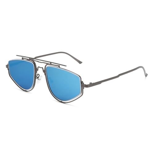 TOIPASTN Retro Steampunk Sonnenbrille Herren Damen Mode Metallrahmen UV400 (Gun Blue) von TOIPASTN