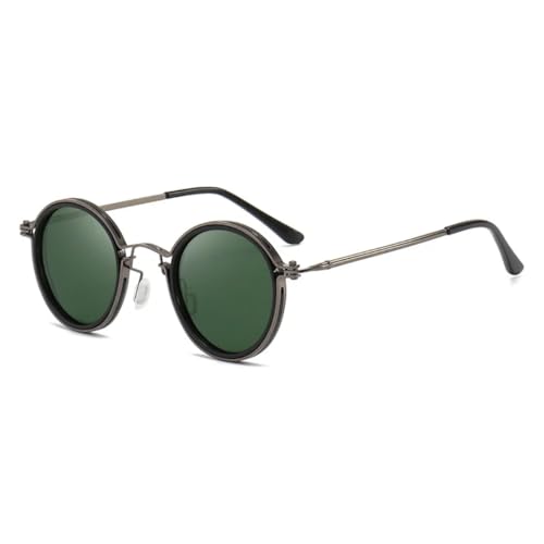 TOIPASTN Runde Retro-Sonnenbrille, Steampunk-Sonnenbrille, UV400 (Gun Green) von TOIPASTN