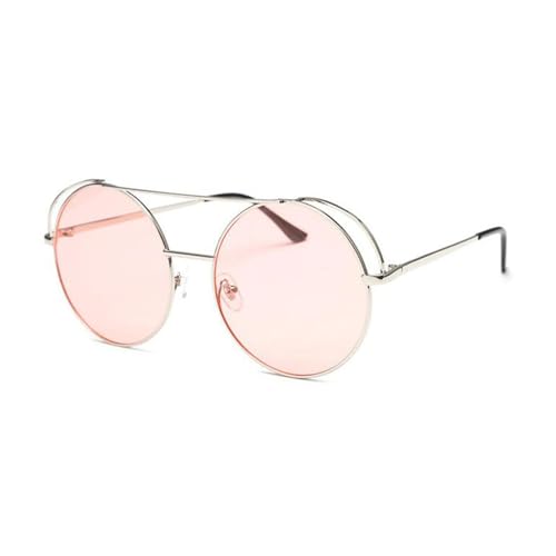 TOIPASTN Runde Sonnenbrille Damen Luxus Klare Sonnenbrille Herren (Silber Pink) von TOIPASTN