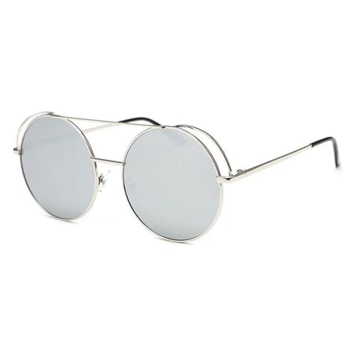 TOIPASTN Runde Sonnenbrille Damen Luxus Klare Sonnenbrille Herren (Silber Silber) von TOIPASTN