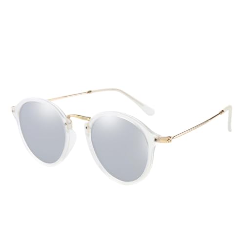 TOIPASTN Runde Sonnenbrille für Damen und Herren, Vintage-Sonnenbrille, UV400 (verspiegeltes Silber) von TOIPASTN