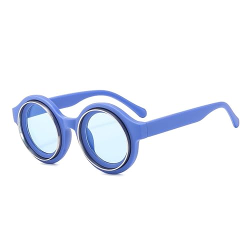 TOIPASTN Runde Sonnenbrille für Damen und Herren, modisch, Vintage, bunter Rahmen, UV400 (blau blau) von TOIPASTN