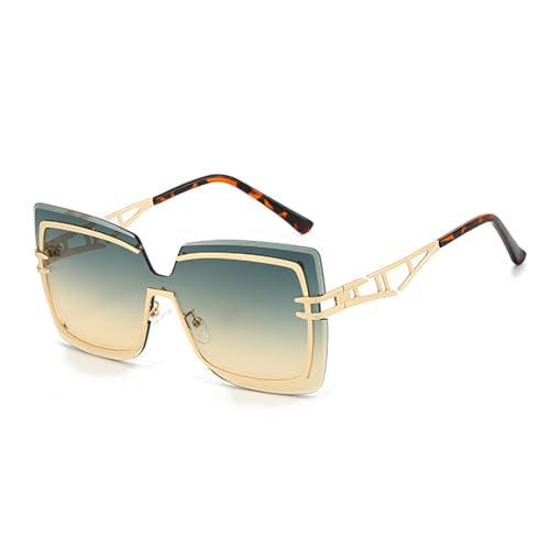 TOIPASTN Sonnenbrille Damen Große Bögen Metall Luxus Vintage (grün) von TOIPASTN