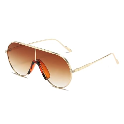 TOIPASTN Sonnenbrille Damen Herren Mode Vintage Metal Punk UV400 (Gold Gradient Tea) von TOIPASTN
