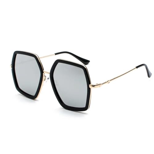 TOIPASTN Sonnenbrille Damen Luxus Vintage Sonnenbrille Mode Großer Rahmen UV400 (c5 Silber) von TOIPASTN