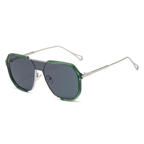 TOIPASTN Sonnenbrille Damen Metallrahmen Luxus Herren UV400 Shades Punk (Grün-Schwarz) von TOIPASTN
