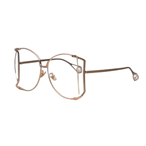 TOIPASTN Sonnenbrille Damen Metallrahmen Mode Luxus Hohlrahmen Sonnenbrille (C8 Gold klar) von TOIPASTN